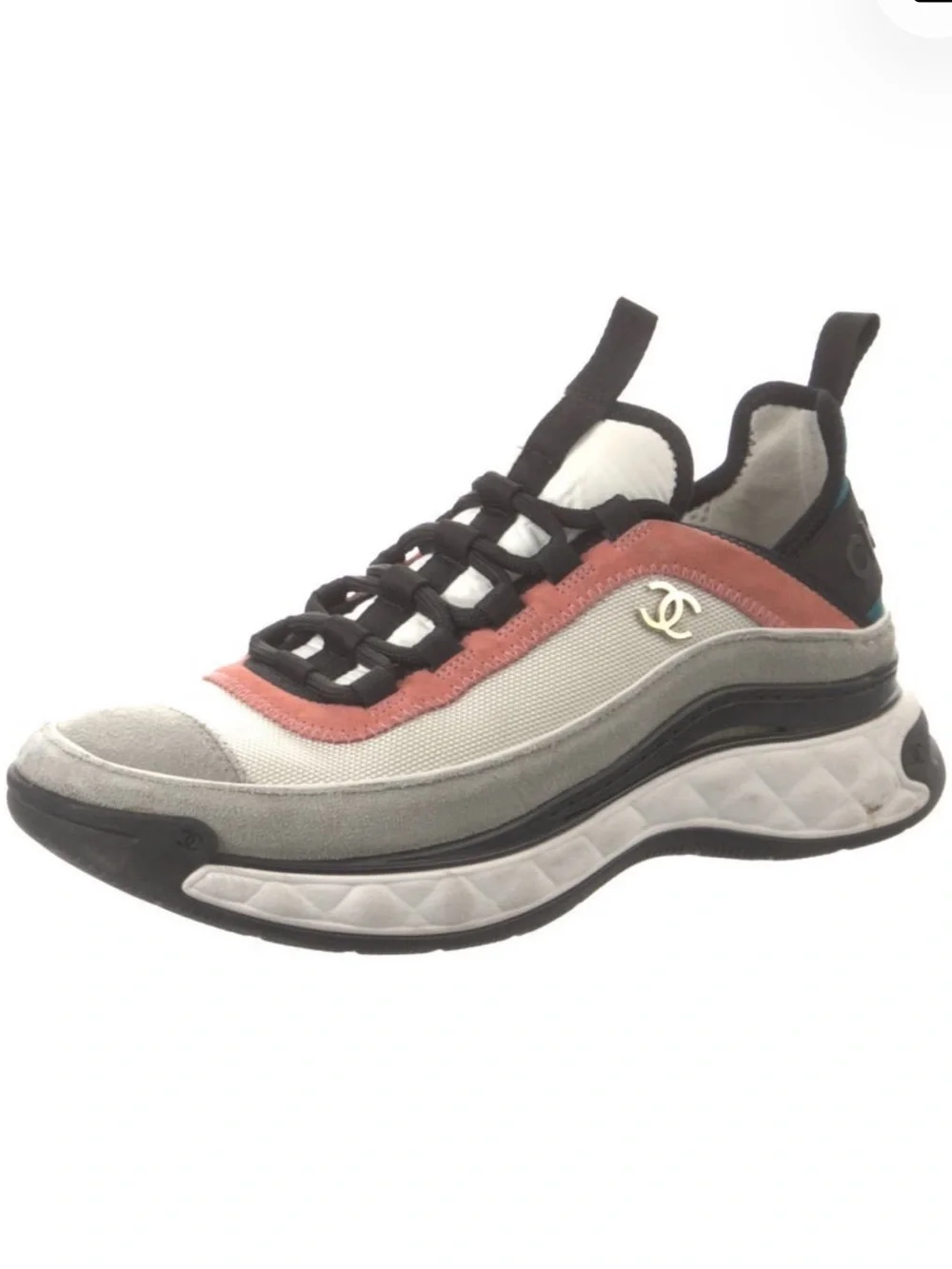 CHANEL Men's Sneakers in Pink, Gray & Black